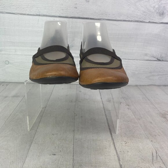 Sesto Meucci Brown Leather Gold Tone Metallic Mesh Mary Jane Ballet Flats Sz 8 N - Picture 4 of 16